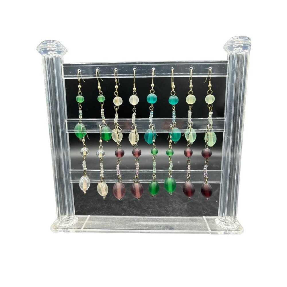 Lot of 8 Glass Bead Boho Dangle Earrings 2"
